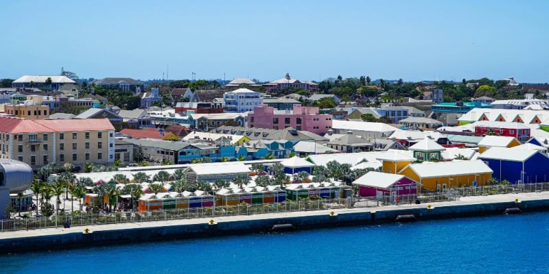 Nassau Cruise Port view from Harbor, New Providence, The Bahamas